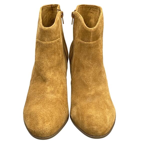 Sole Society Tan Brown Suede Leather Western Side Zip Ankle Bootie Women 11B/41 - Picture 6 of 11